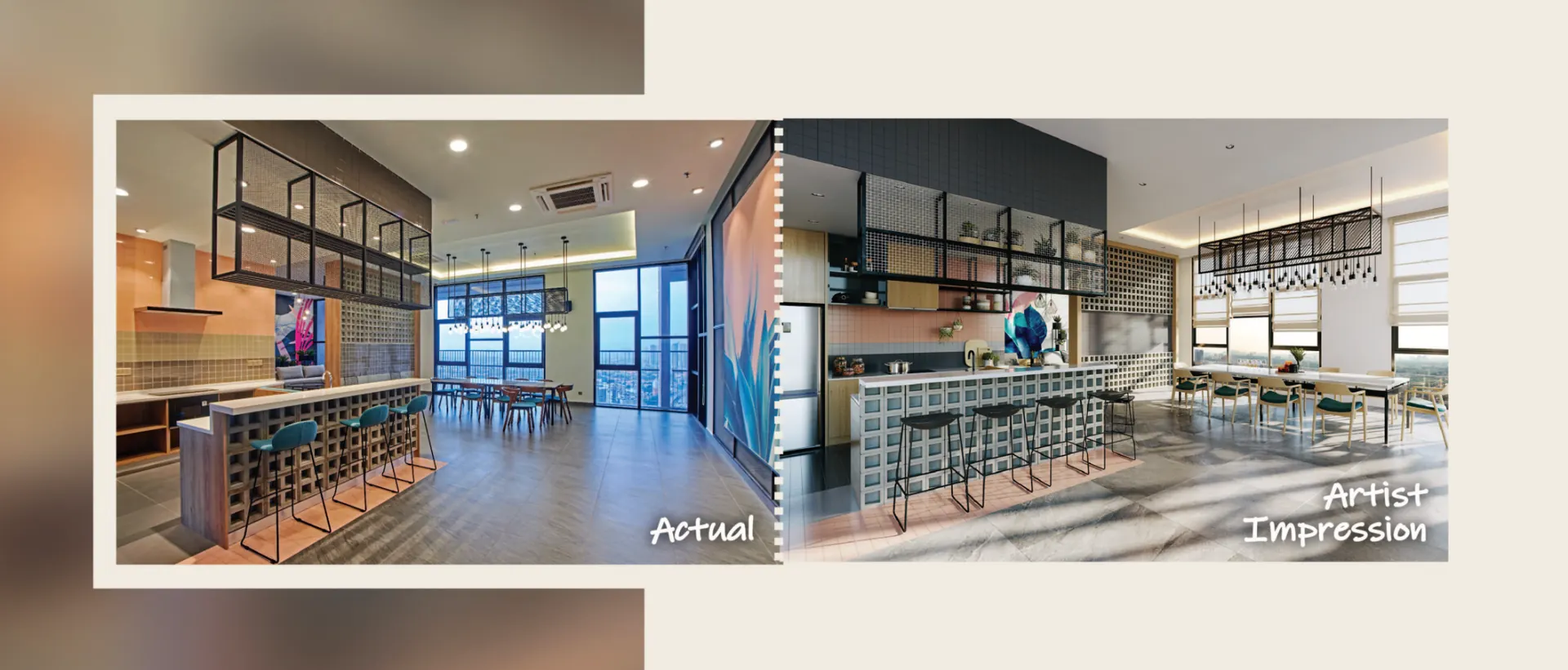 Actual versus artist impression social kitchen workmanship comparison