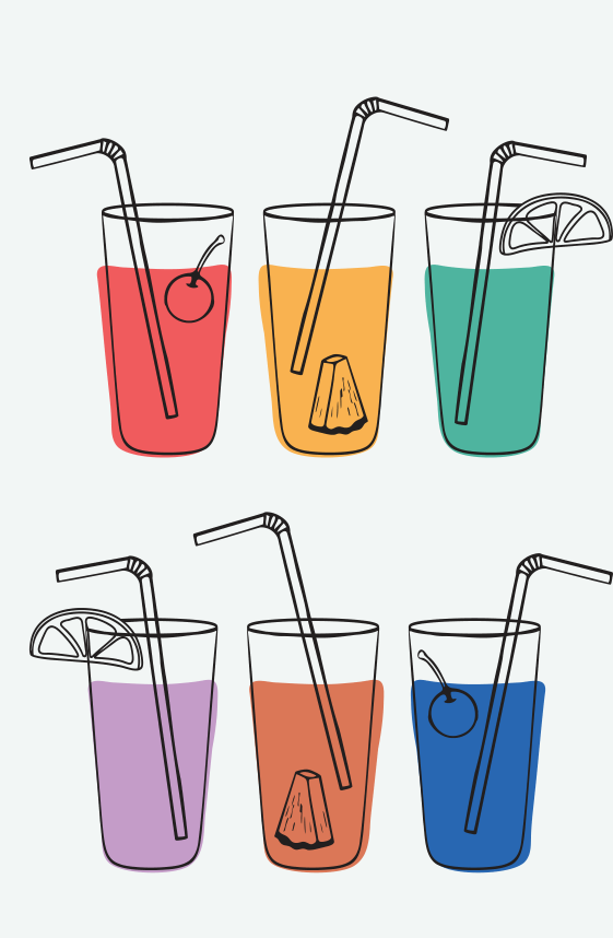 Six signature Southern Sips dirty sodas