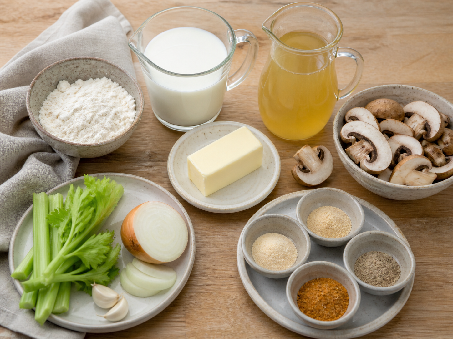 Butter flour milk broth and seasonings for homemade cream soup alternative Butter flour milk broth and seasonings for homemade cream soup alternative