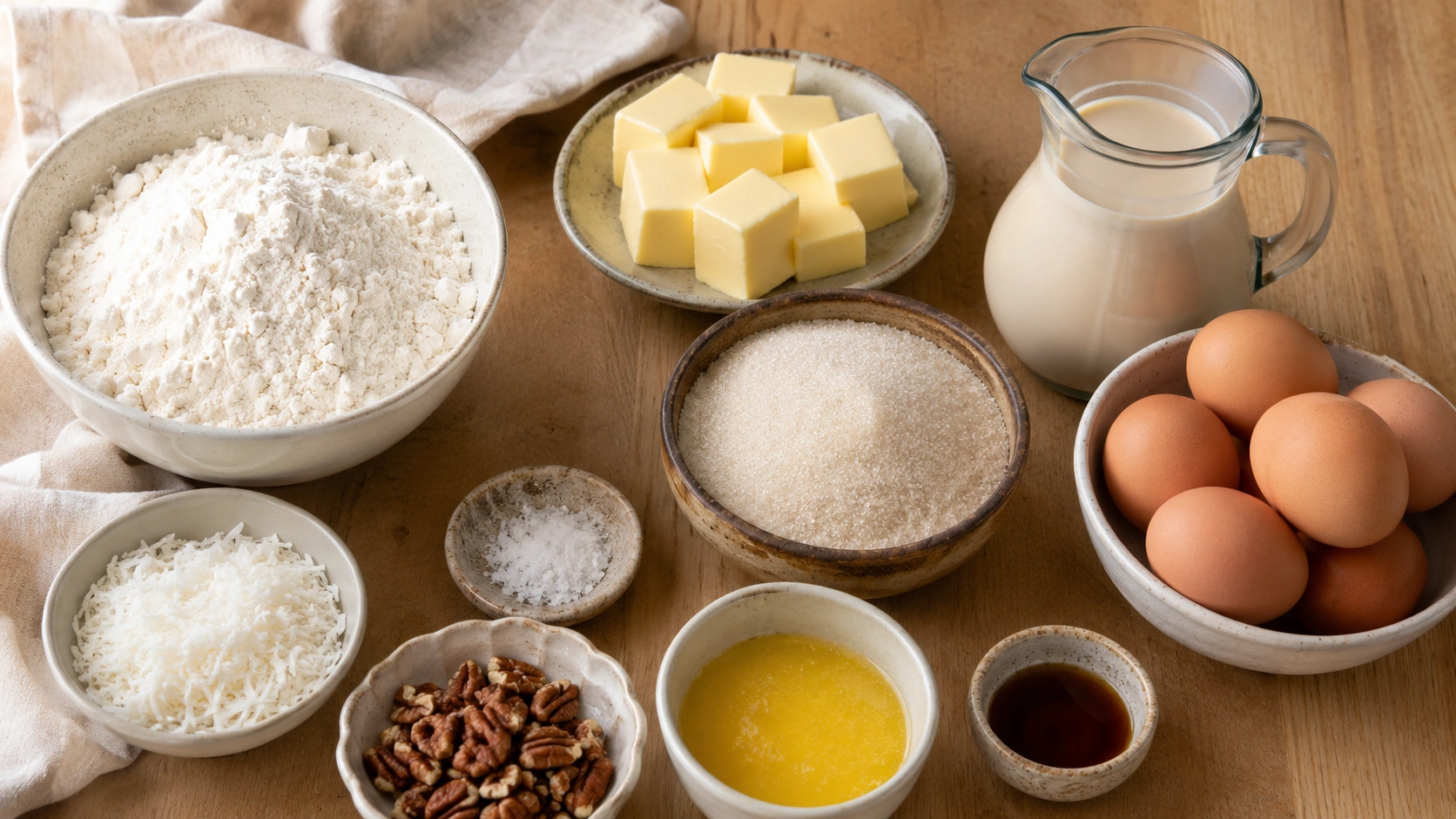 Farm eggs butter flour sugar and evaporated milk for homemade creamy chess tarts Farm eggs butter flour sugar and evaporated milk for homemade creamy chess tarts