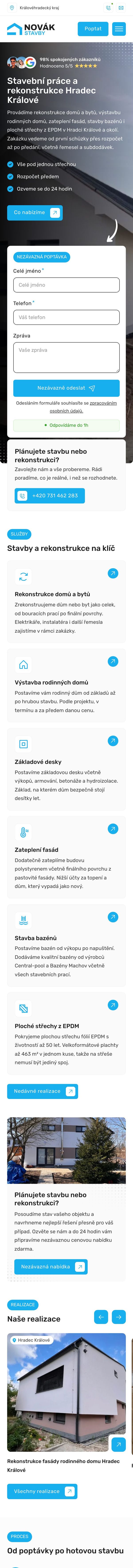 Ukázka webu na mobilu
