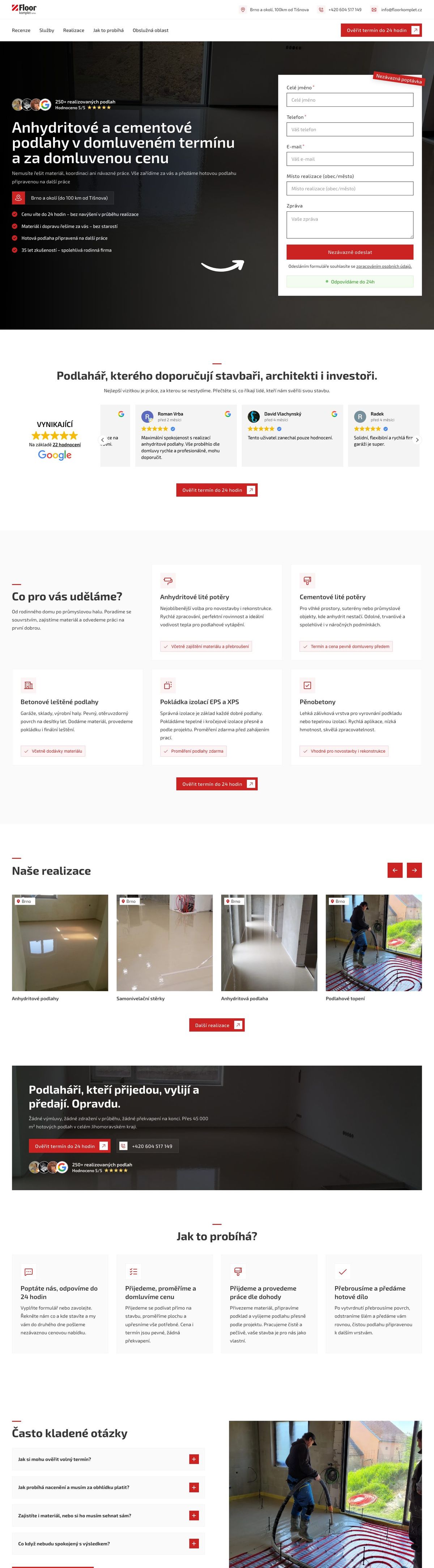 Ukázka webu na počítači