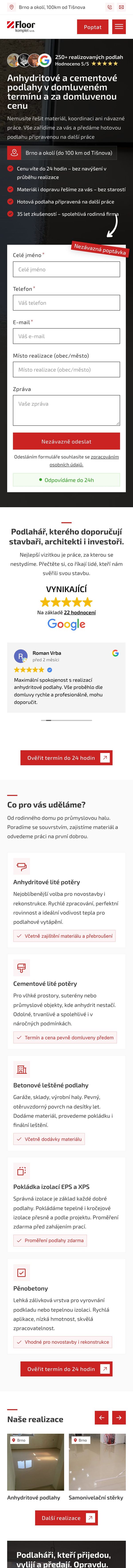 Ukázka webu na mobilu