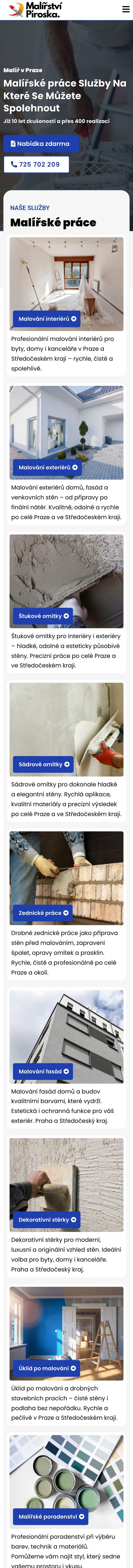 Ukázka webu na mobilu