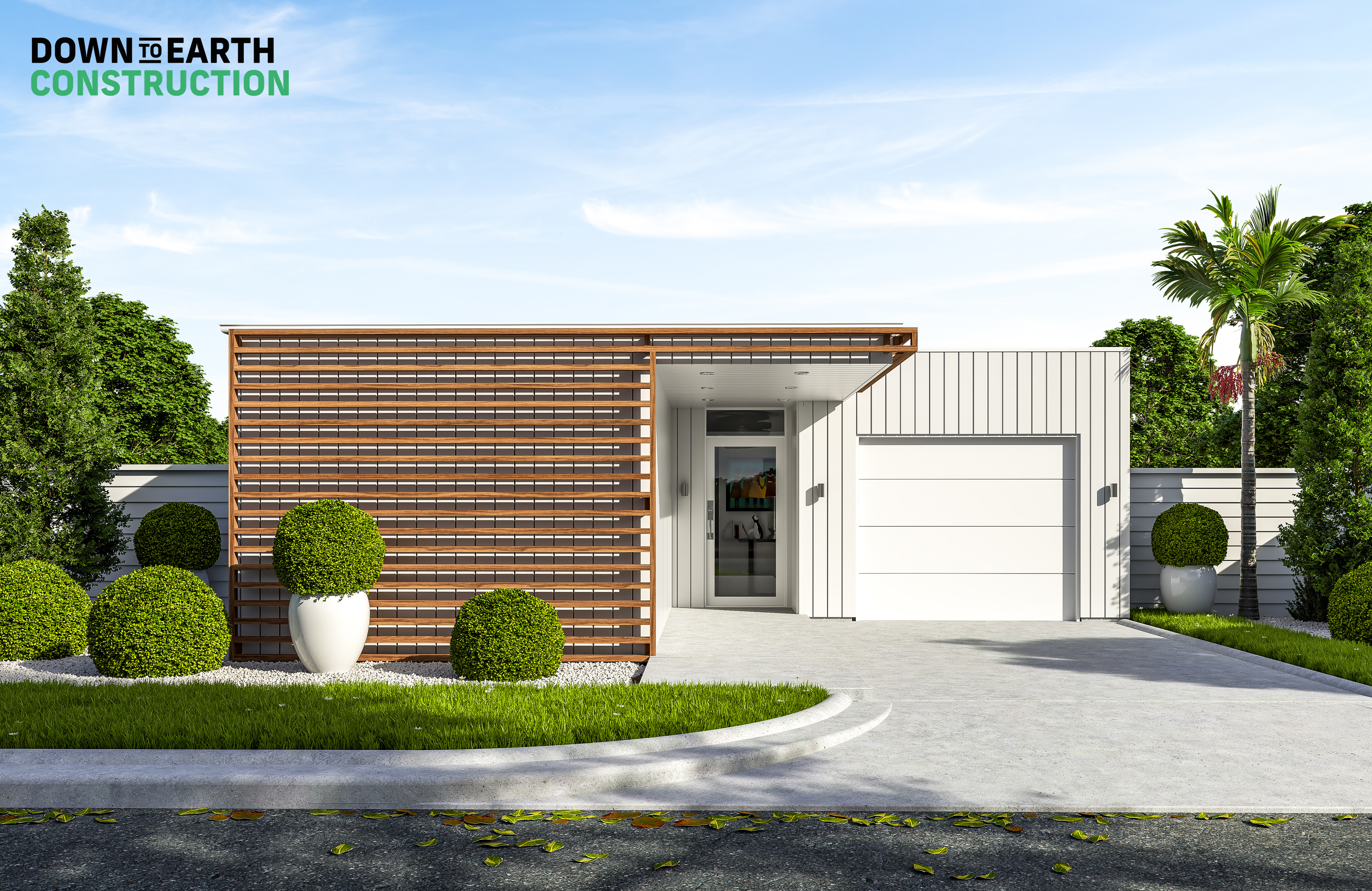 Contemporary flat roof home render Tauranga