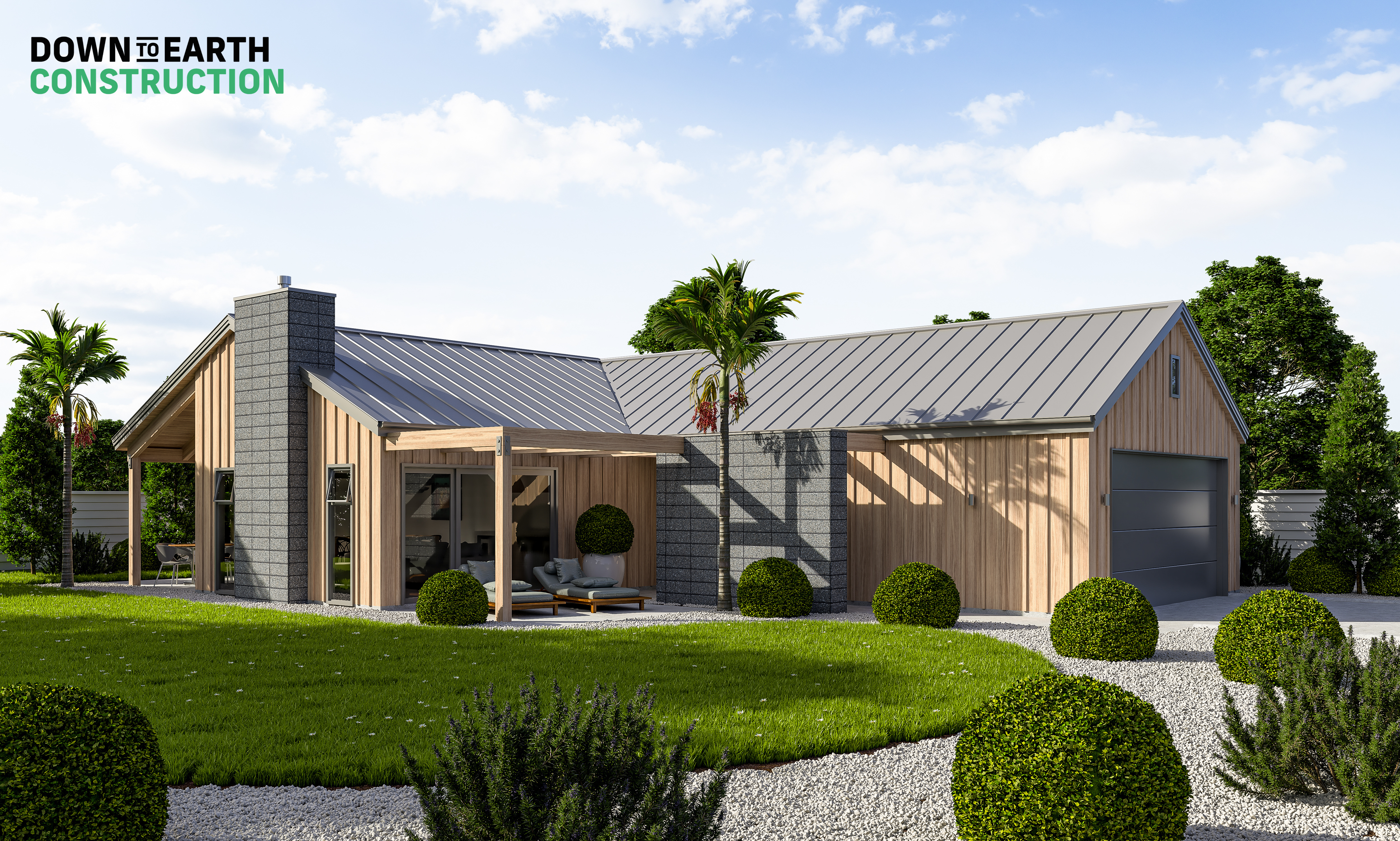 Modern dark new home render Tauranga, timber and steel