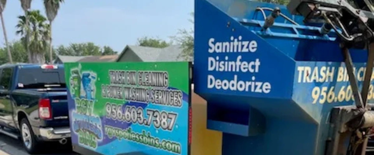 Green residential garbage bin before professional trash bin cleaning service