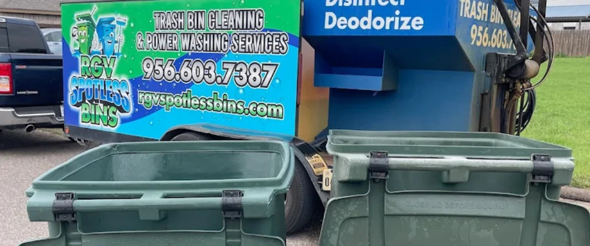 RGV Spotless Bins trailer for trash bin cleaning and power washing services
