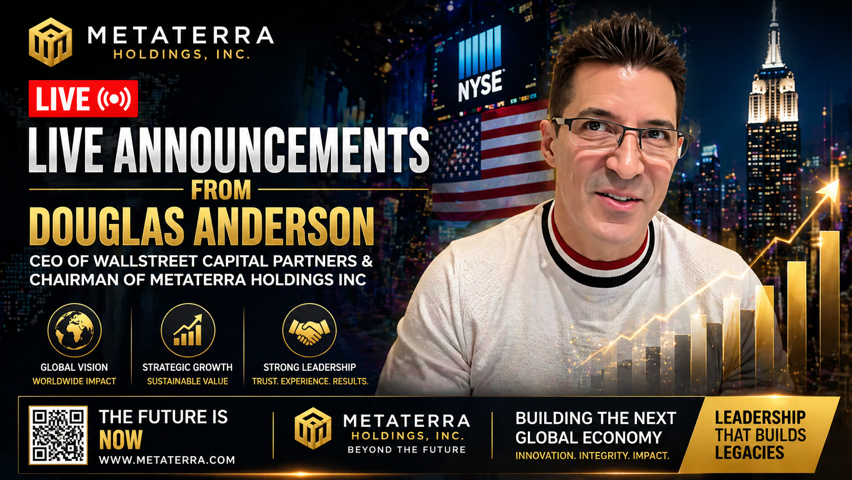 Live Announcements from Douglas Anderson CEO of Wallstreet Capital Partners & Chairman of Metaterra Holdings Inc