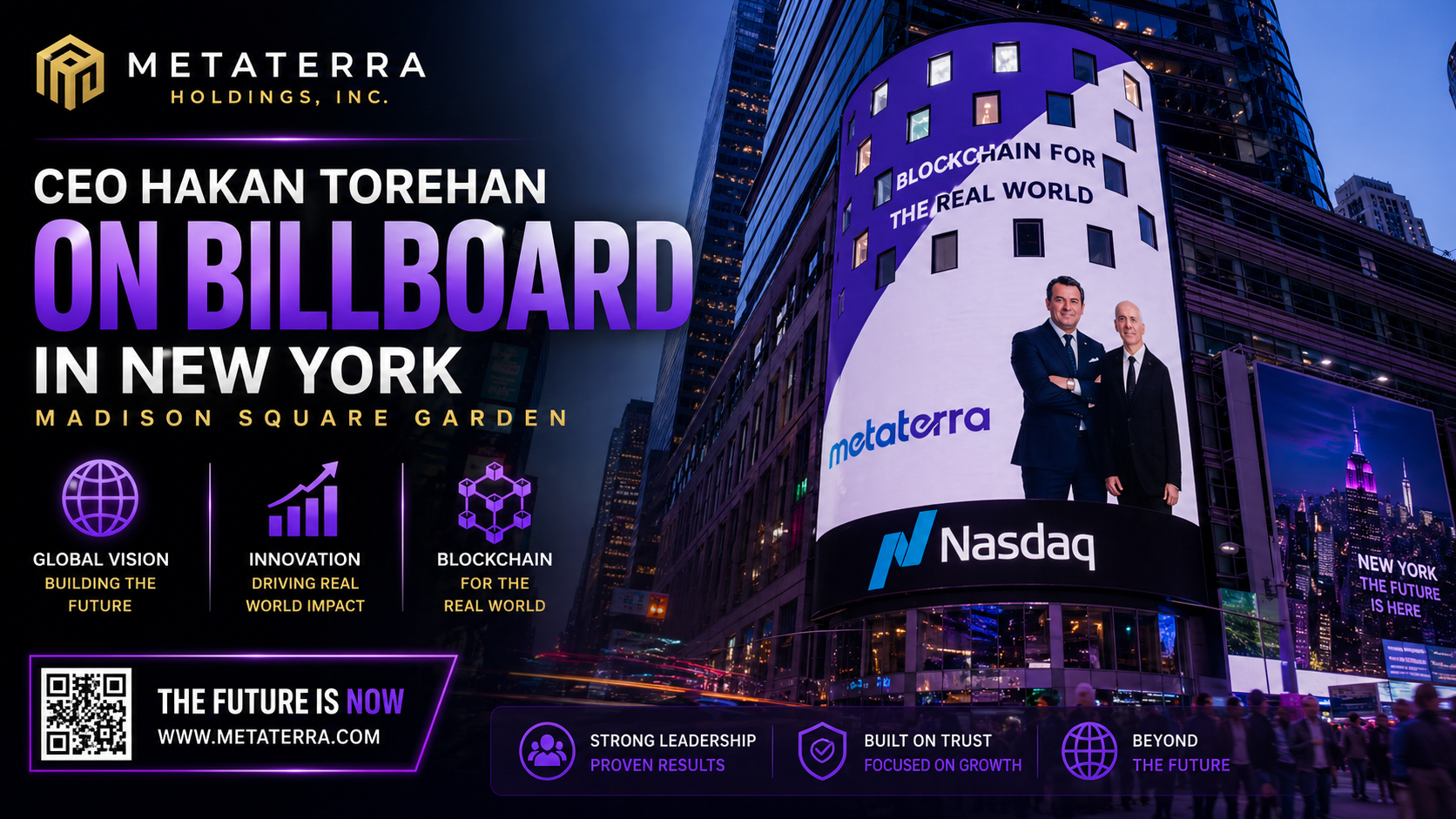 CEO Hakan Torehan On Bill Board In New York Madison Square Gardens