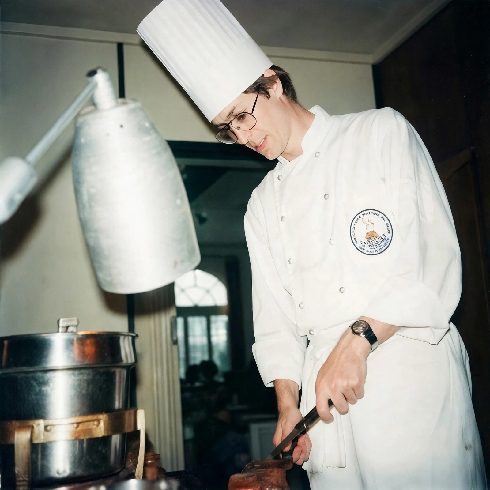 Young Michael Rutherford as a culinary apprentice in the late 1970s