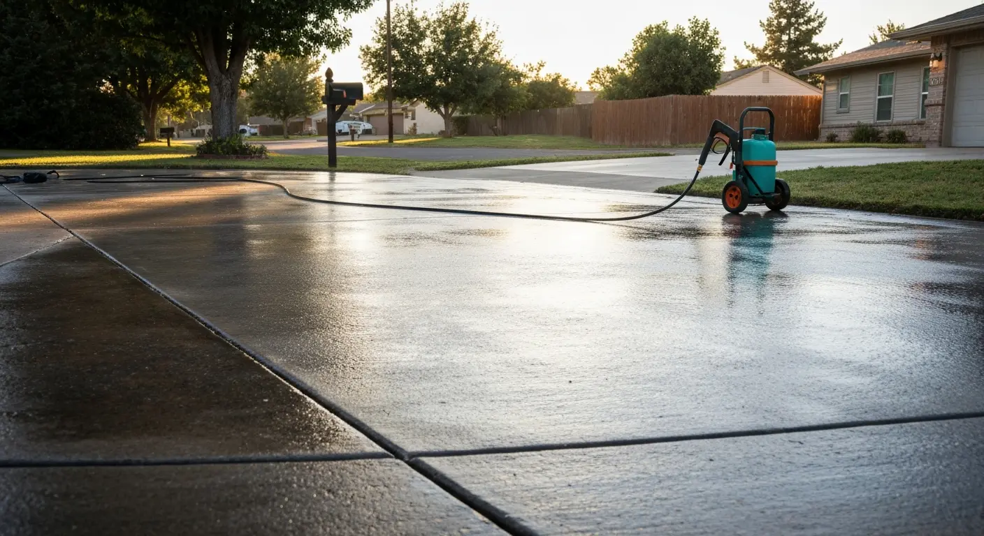 Driveway pressure washing