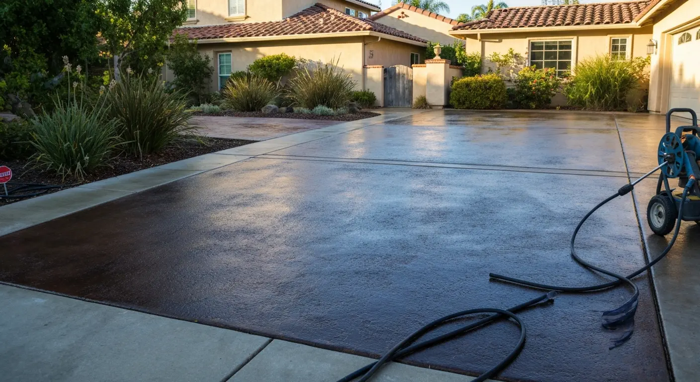 Clean driveway after pressure washing