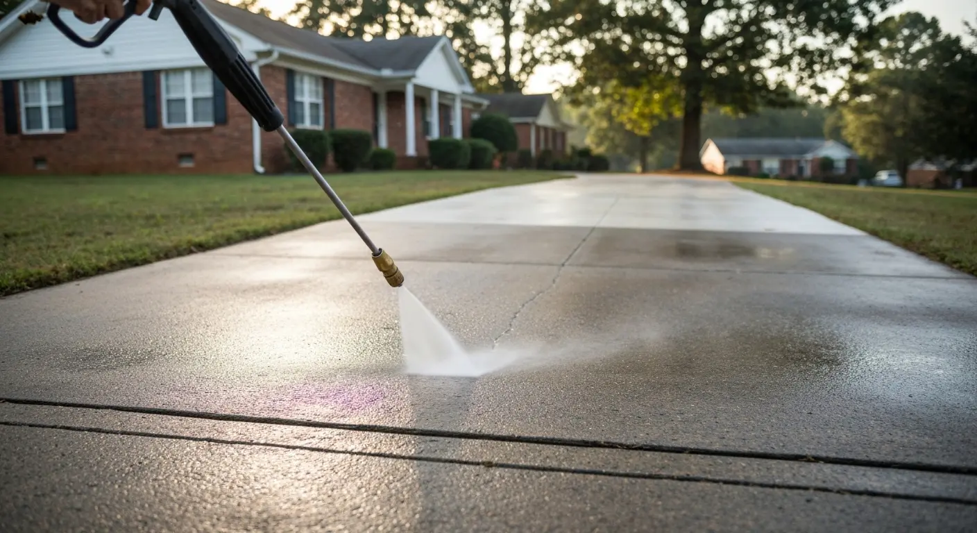 Driveway pressure washing