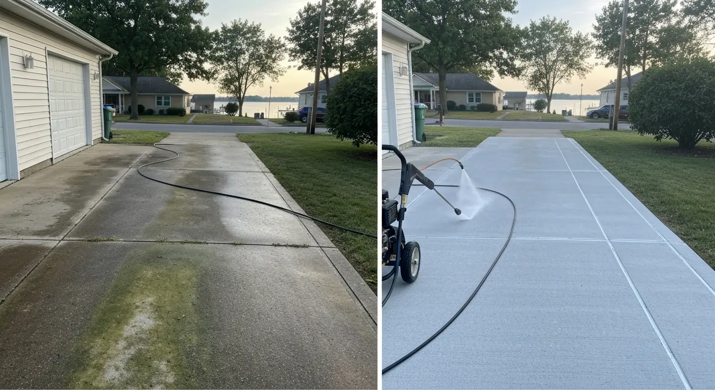 Driveway pressure washing