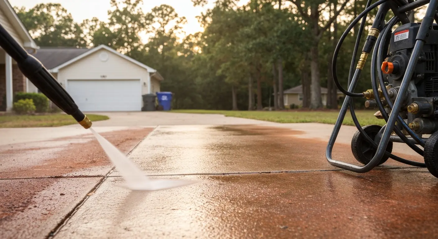Driveway pressure washing