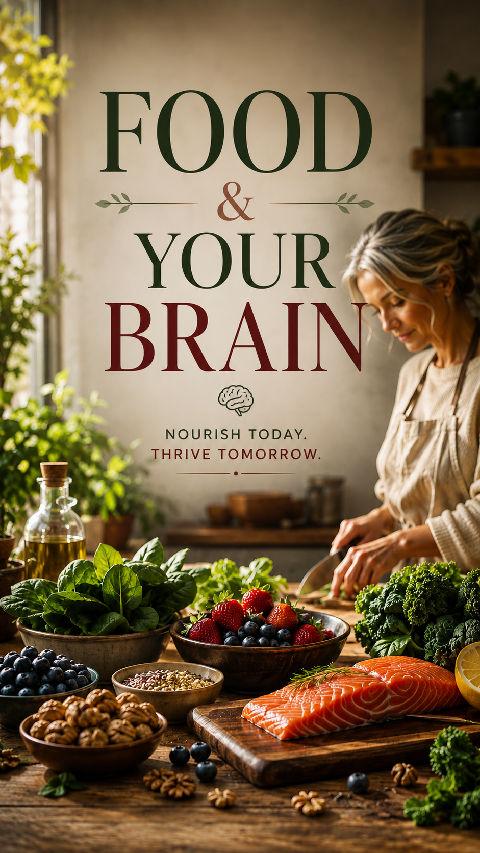 Podcast episode graphic for Blossoming Brains about the brain and nutrition
