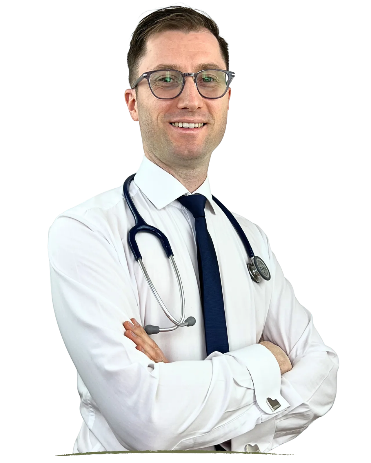 Dr. Konrád Szallós-Farkas în halat medical