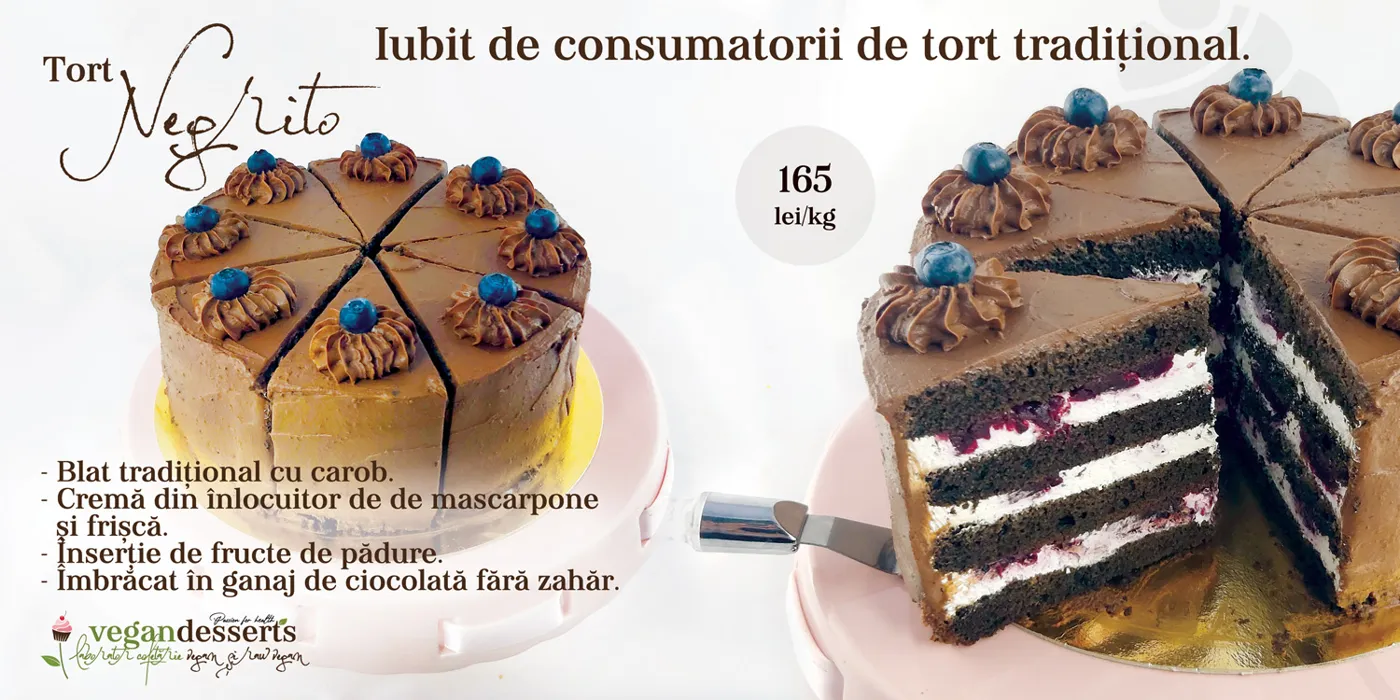 Tort vegan cu ciocolată din catalogul Vegan Desserts