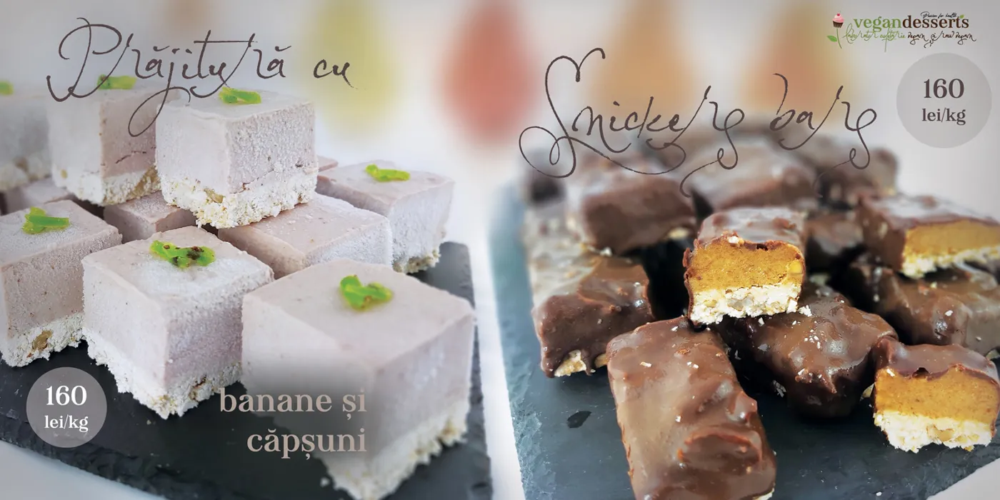 Prăjituri raw vegane cu banane și căpșuni