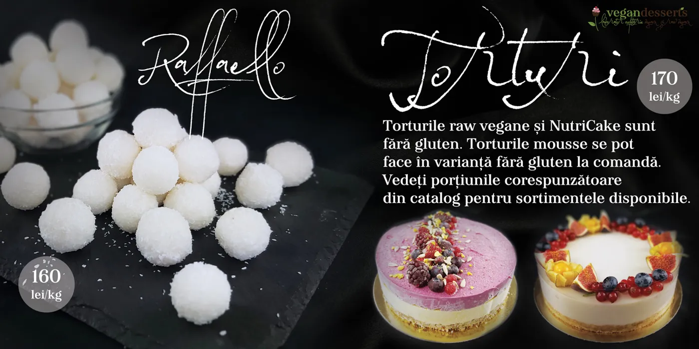 Bomboane și torturi raw vegane din catalogul Vegan Desserts