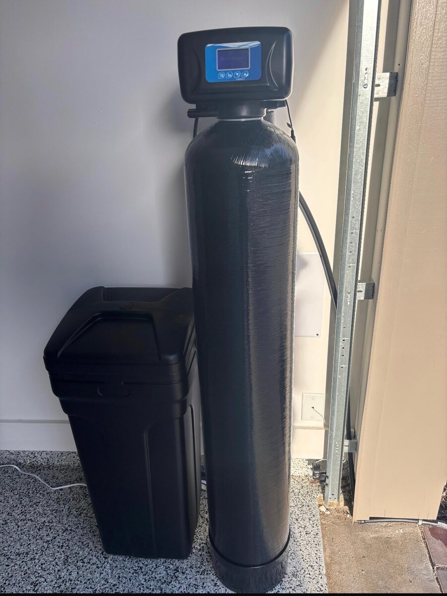 Whole-home softener system, garage install
