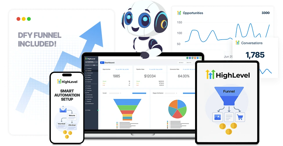 GoHighLevel CRM dashboard with funnel