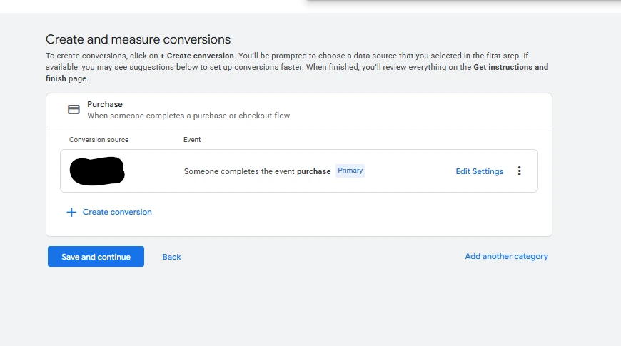 Kuvakaappaus tilistä johon on rakennettu konversiopiste osto-tapahtumalle. 