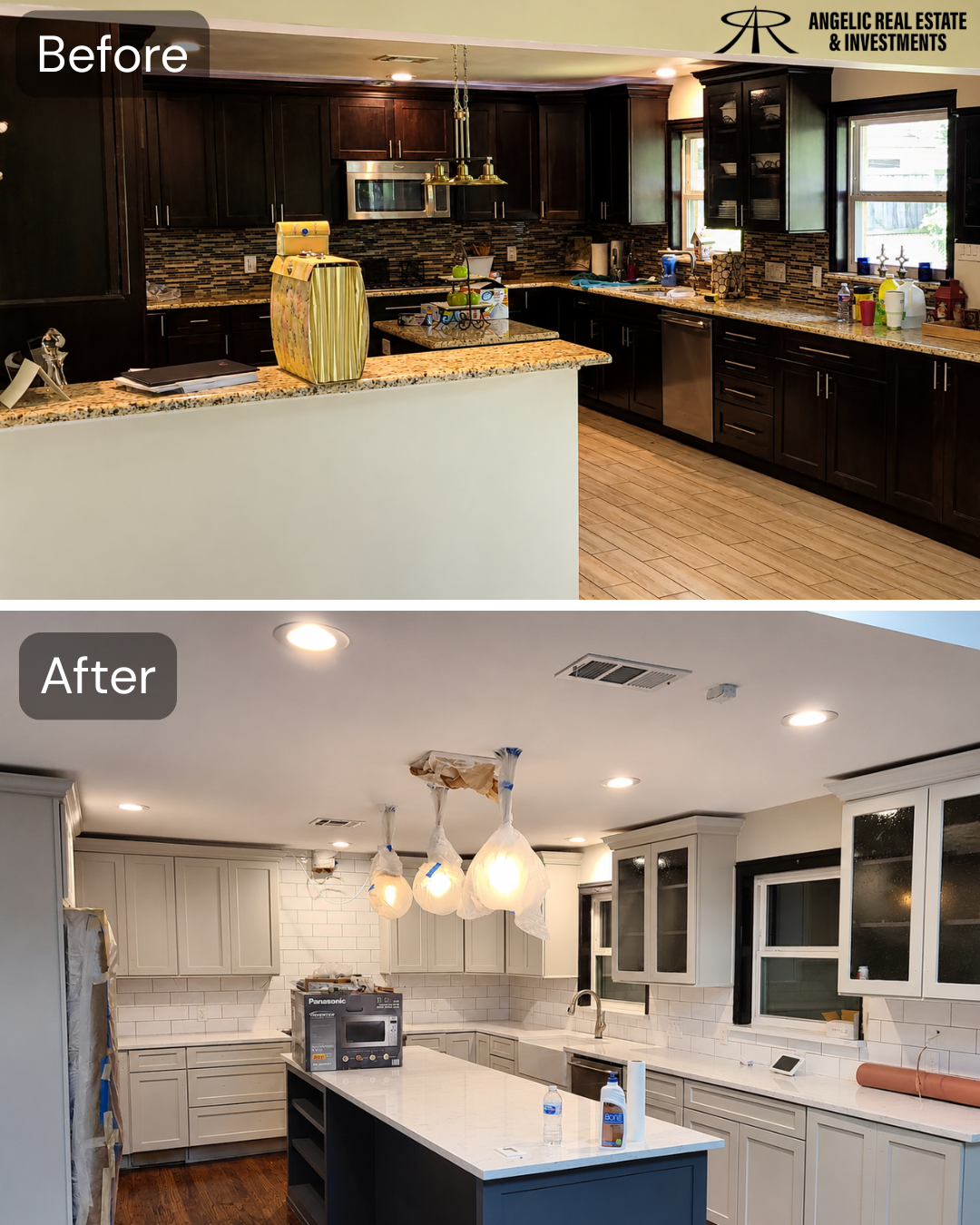 Kitchen remodel — before and after comparison