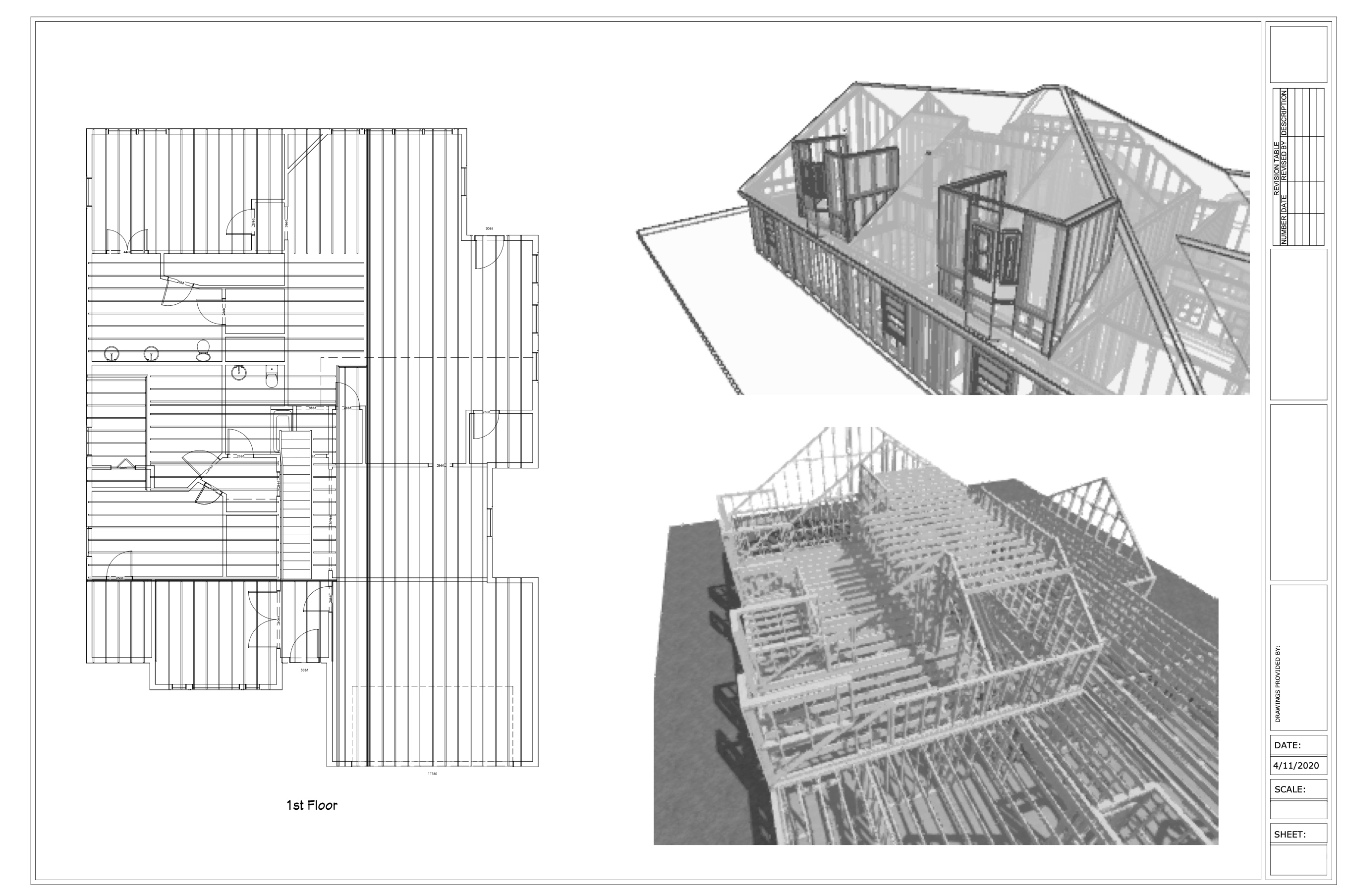 Custom architectural schematic drawn in-house for an addition project