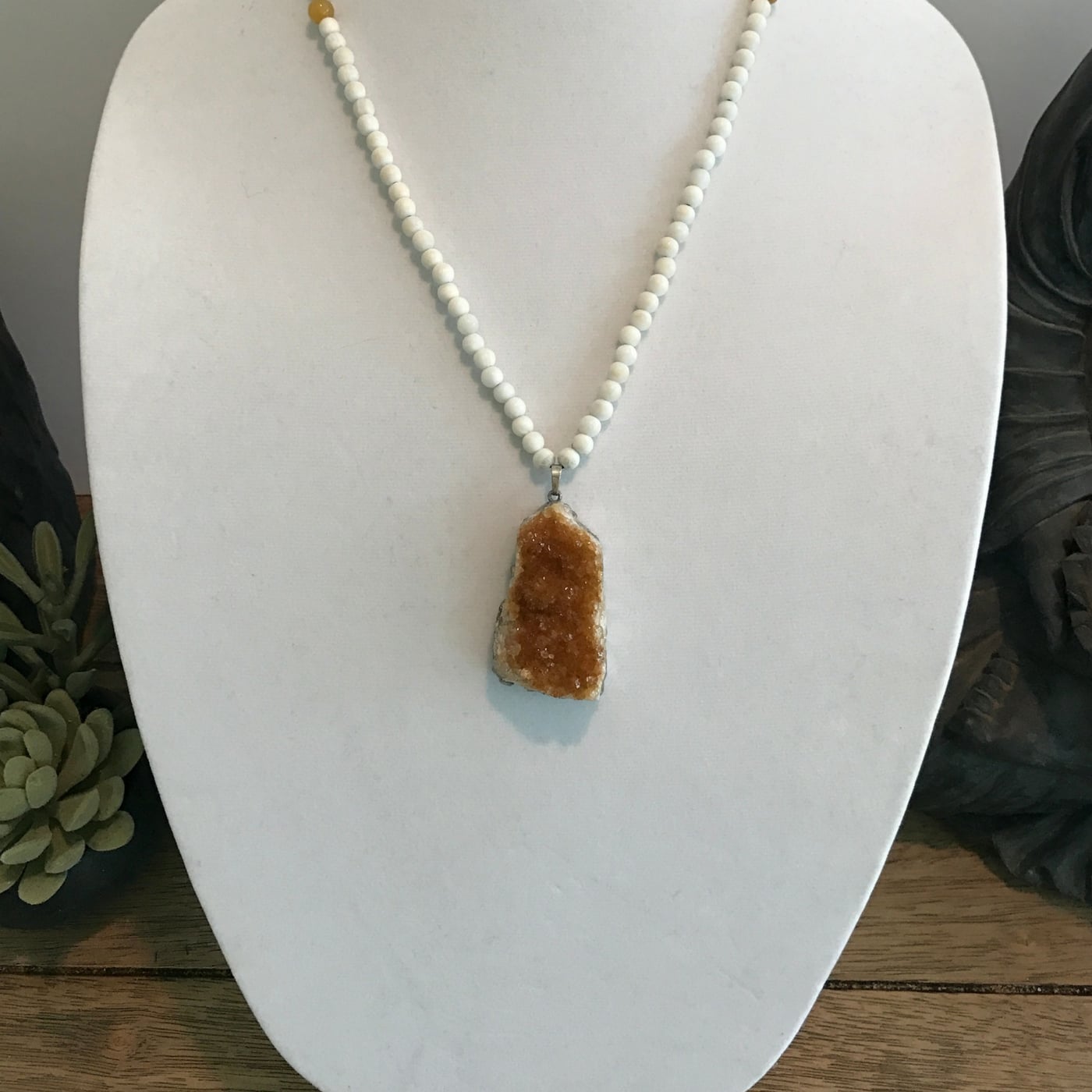 White Jade and Citrine Mala