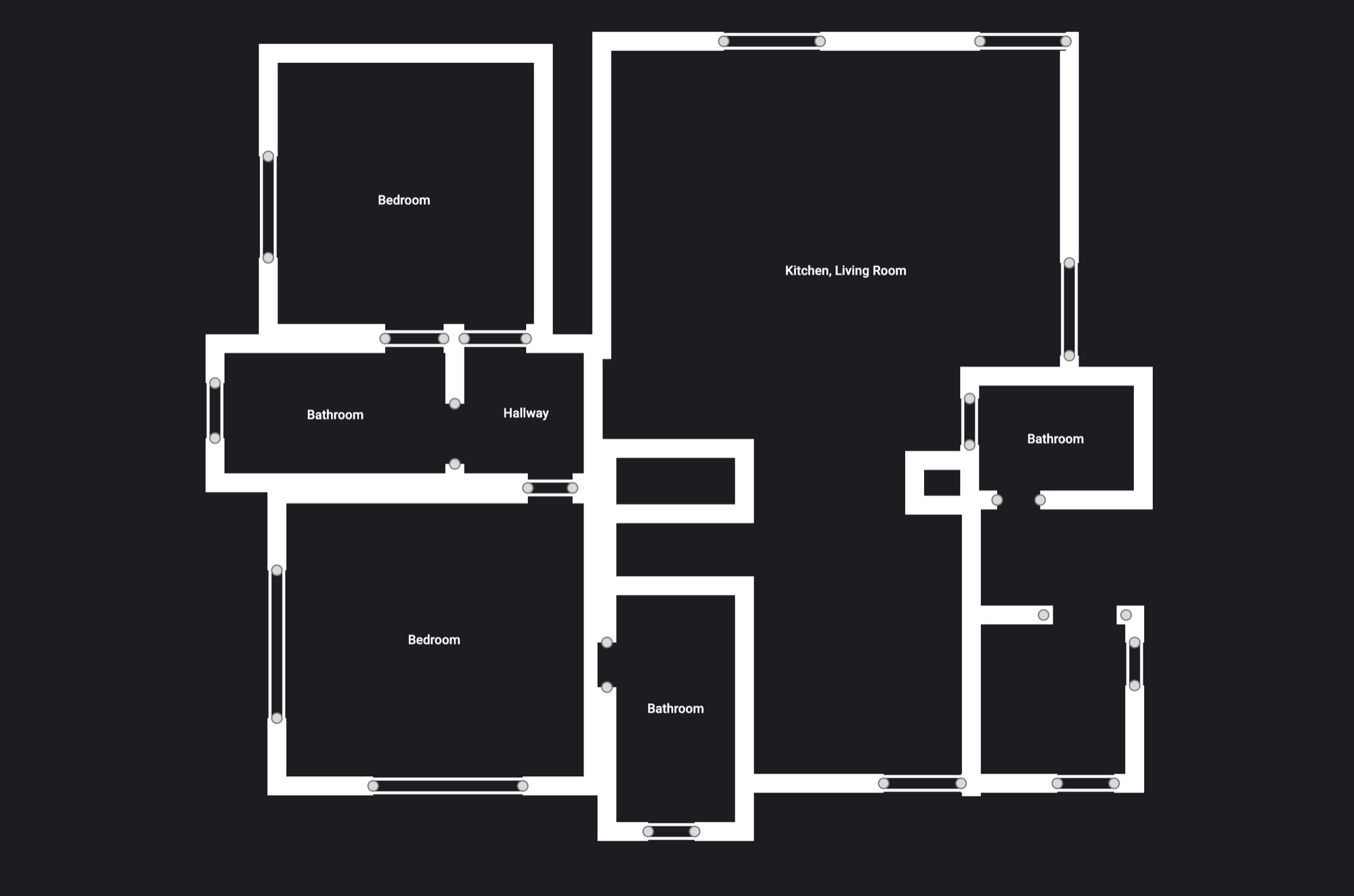 2D schematic floor plan with room labels