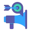 Megaphone icon with a target symbol, representing reaching the right audience