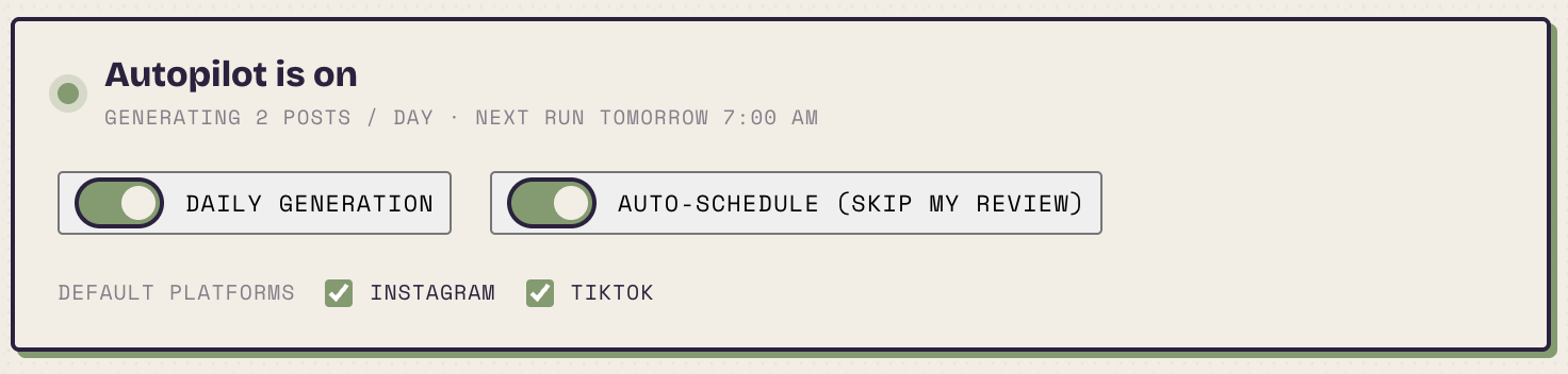 First autopilot interface step
