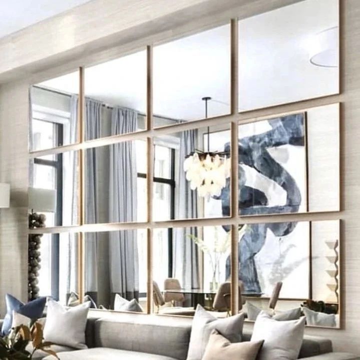 Expansive mirrored accent wall