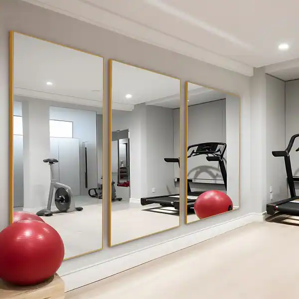 Large mirrors installed in a fitness center