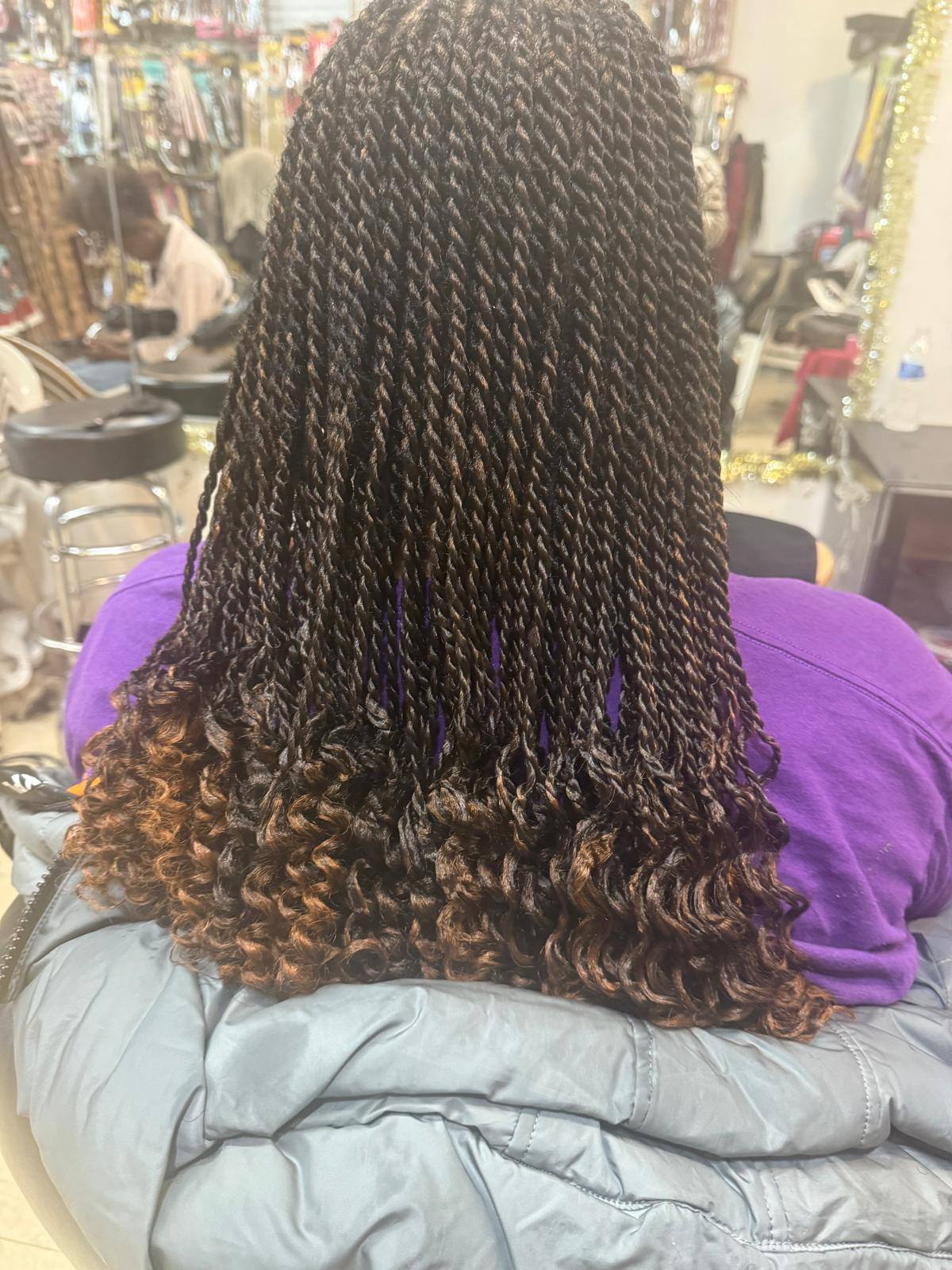 Long black Senegalese twist braids
