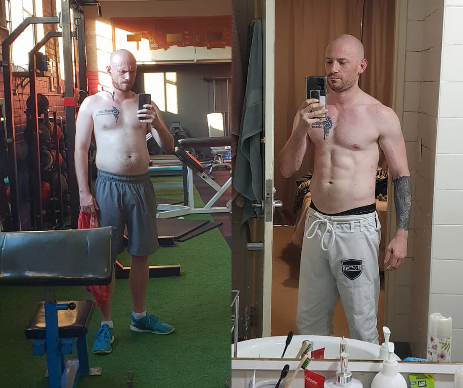 Terry Worsfold before and after his shred Terry Worsfold before and after his shred