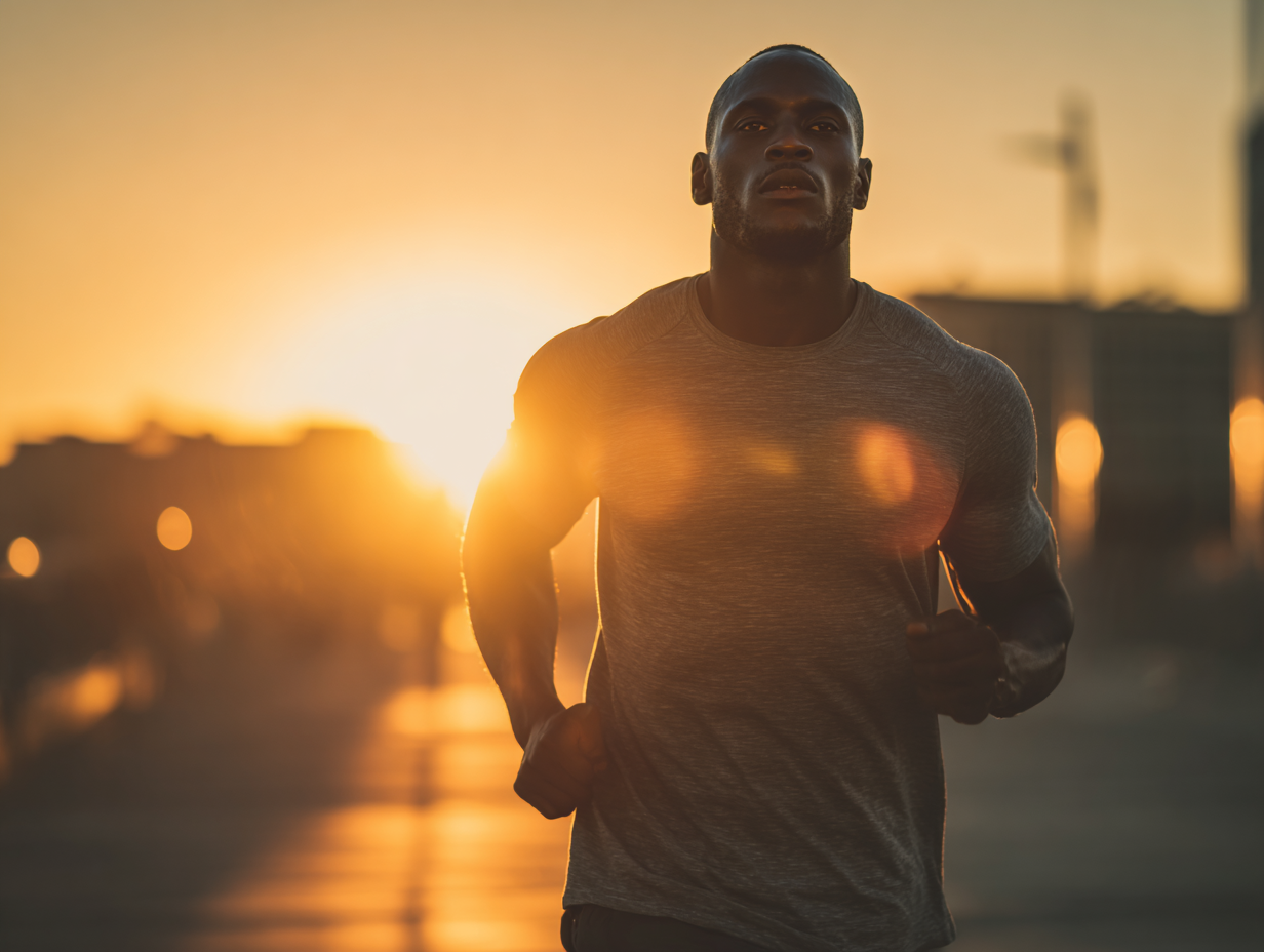 Person running at sunset showing energy and vitality