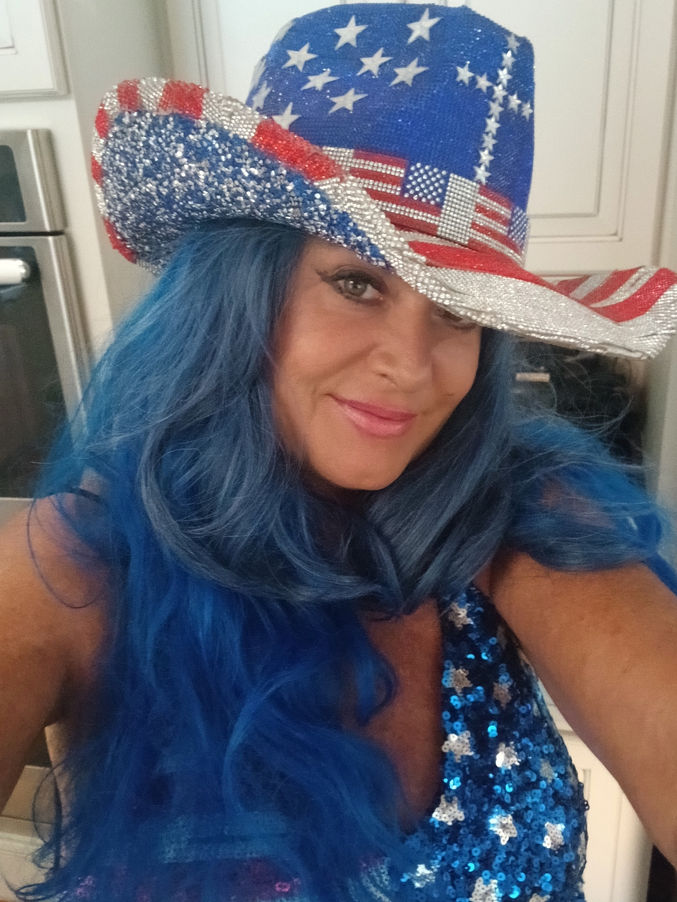 A custom stars-and-stripes cowboy hat, by Hunee Hats