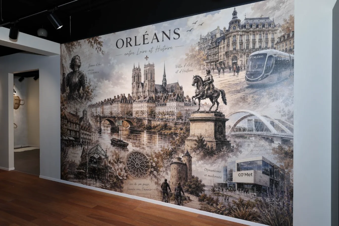 Fresque Orléans dans le showroom