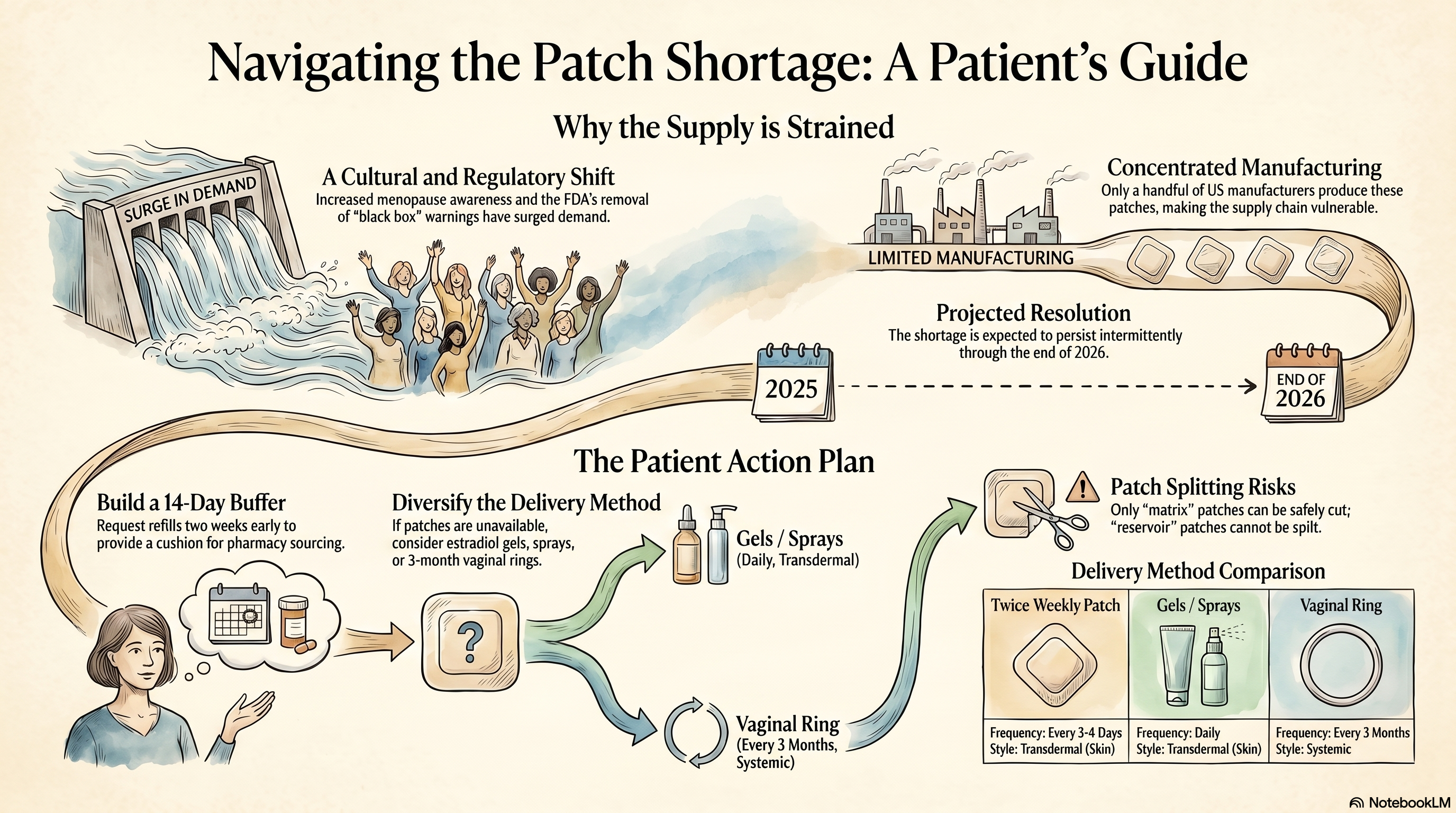 infographic explaining what to do during the estradiol patch shortage