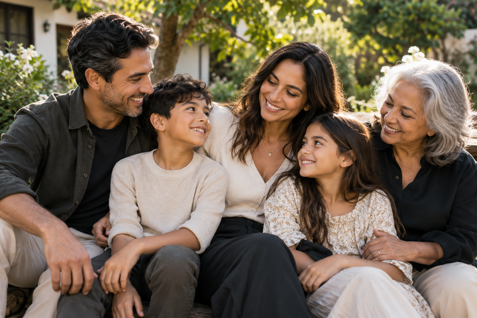 A multigenerational family sharing a moment together