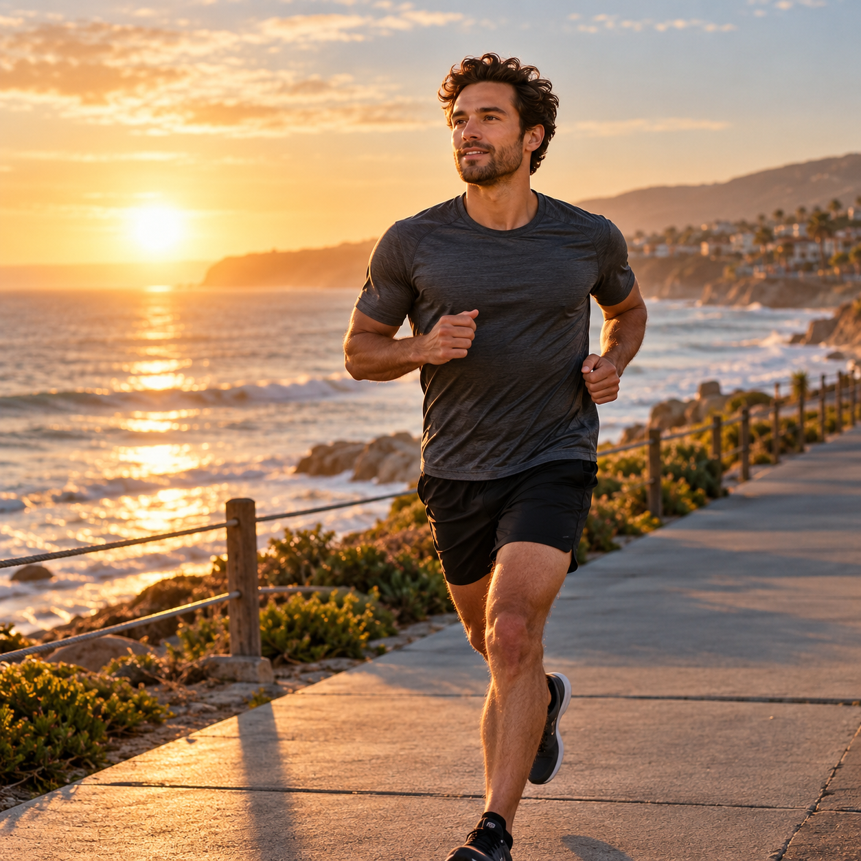 Running beside the beach