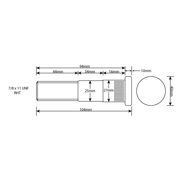 WHEEL STUD 7/8"X14 UNF RHT 94MM UH photo 2