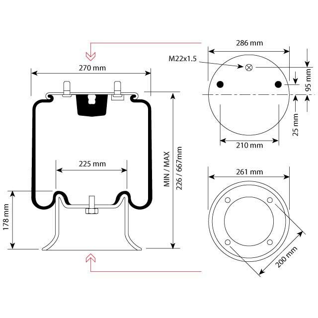 AIR SPRING ASSEMBLY (ASK008) PLASTIC PISTON SAF