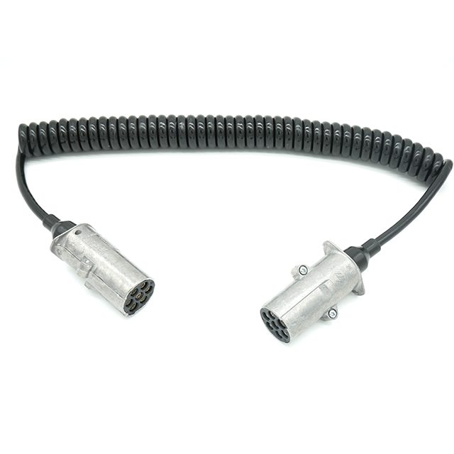 7 Core PU Black CV Coil 4m Ext - 2x24N Aluminium Plugs