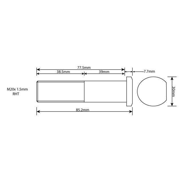 WHEEL STUD M20X1.5 RHT 77MM UH photo 2