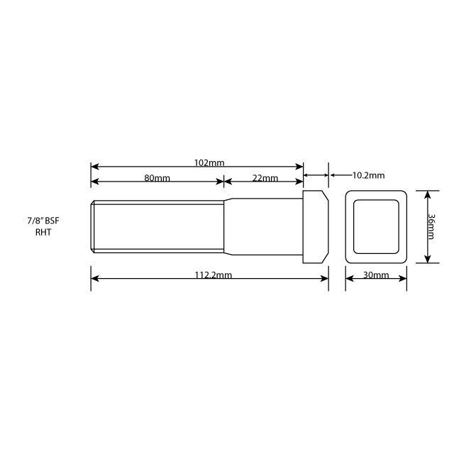 WHEEL STUD 7/8"X11BSF RHT 102MM UH photo 2