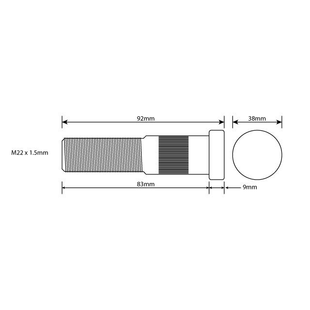 WHEEL BOLT M22 X 1.5 83MM UH ALUM SINGLE WHEELS photo 2